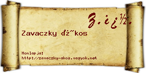 Zavaczky Ákos névjegykártya